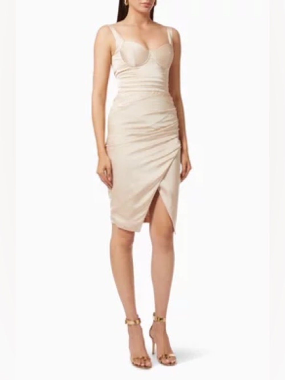 Lavish Alice Corset Pleated Satin Wrap Dress | Size 10